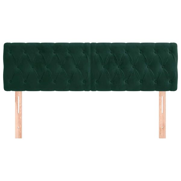 vidaXL T&ecirc;tes de lit 2 pcs Vert fonc&eacute; 72x7x78/88 cm Velours