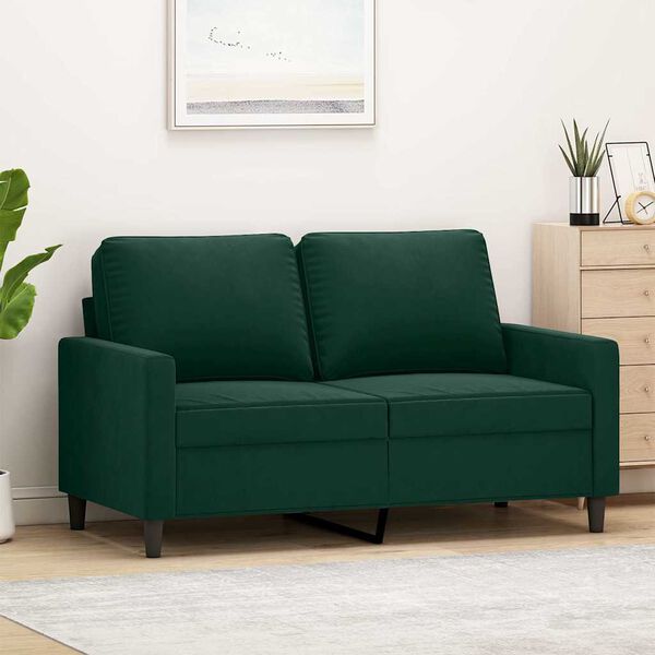 vidaXL Canap&eacute; &agrave; 2 places Vert fonc&eacute; 120 cm Velours