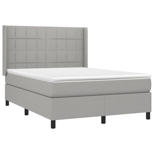 vidaXL Sommier &agrave; lattes de lit matelas LED Gris clair 140x190 cm Tissu
