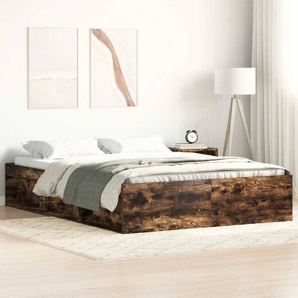 vidaXL Cadre de lit sans matelas ch&ecirc;ne fum&eacute; 120x200 cm