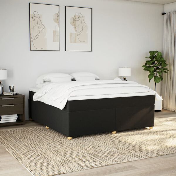 vidaXL Sommier &agrave; lattes de lit avec matelas Noir 180x200 cm Tissu