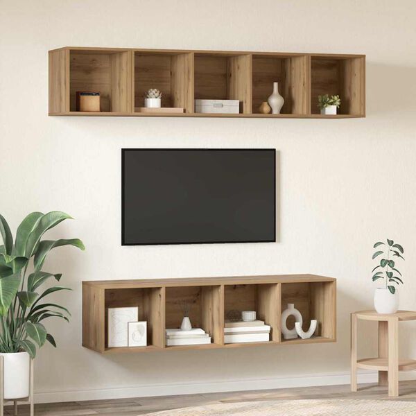 vidaXL Ensemble meuble TV 4 pcs Ch&ecirc;ne artisanal Bois d'ing&eacute;nierie