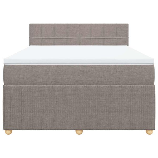 vidaXL Sommier &agrave; lattes de lit avec matelas Taupe 140x200 cm Tissu