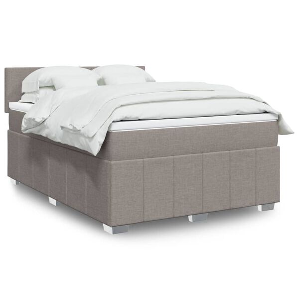 vidaXL Sommier &agrave; lattes de lit avec matelas Taupe 160x200 cm Tissu