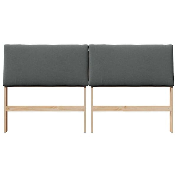 vidaXL T&ecirc;te de lit capitonn&eacute;e Gris fonc&eacute; 180 cm Pin massif
