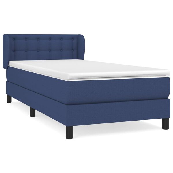 vidaXL Sommier &agrave; lattes de lit avec matelas Bleu 90x200 cm Tissu