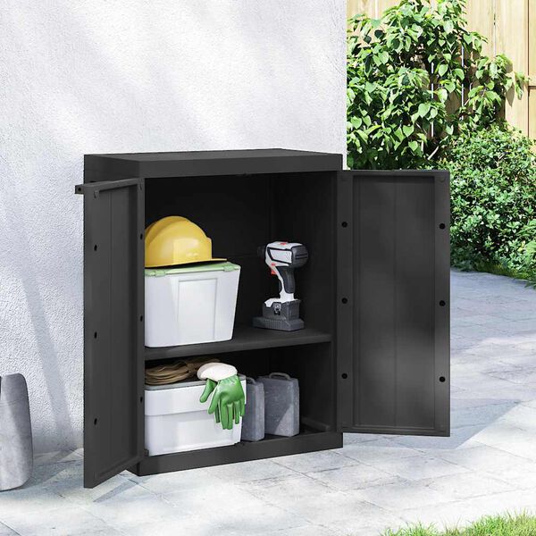 vidaXL Armoire de rangement d'ext&eacute;rieur noir 65x37x85 cm PP