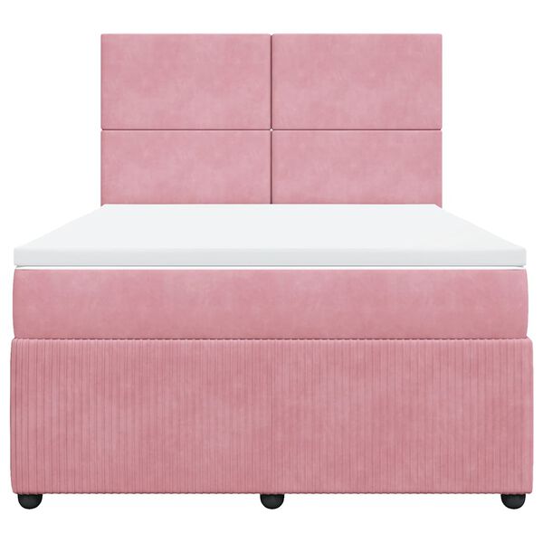 vidaXL Sommier &agrave; lattes de lit avec matelas Rose 140x200 cm Velours