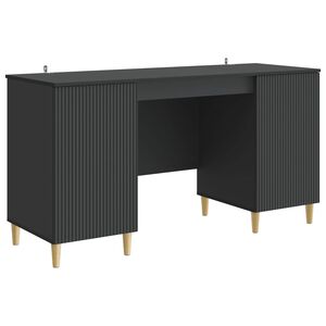 vidaXL Bureau avec &eacute;tag&egrave;re Noir 142,5 x 50 x 75 cm Bois d'ing&eacute;nierie