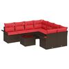 vidaXL Ensemble de canap&eacute; de jardin 9 pcs Beige et Rouge polyrotin