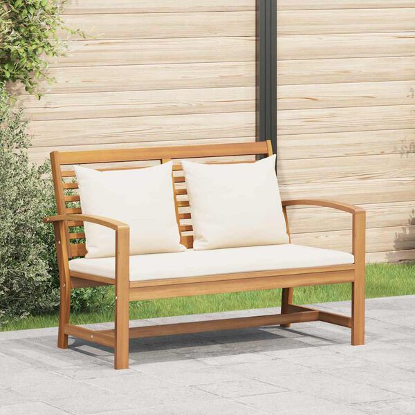 vidaXL banc Marron et Cr&egrave;me 110 x 66 x 76 cm Bois de teck massif