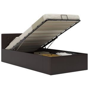 vidaXL Cadre de lit &agrave; rangement hydraulique Gris Similicuir 90x200 cm