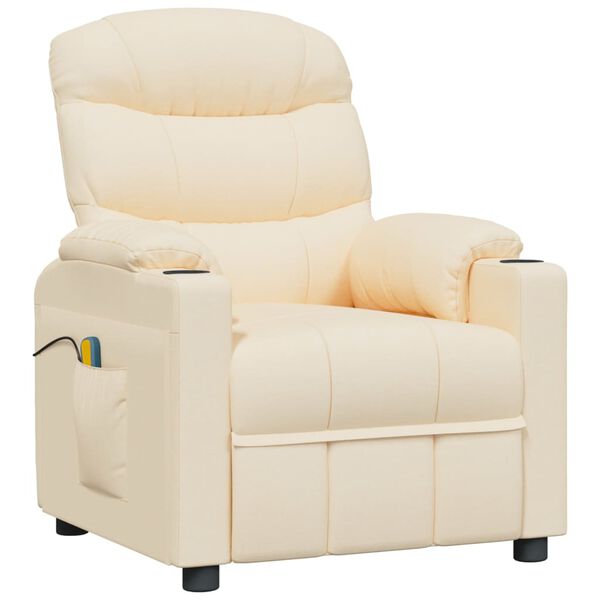 vidaXL Fauteuil électrique de massage Crème Tissu
