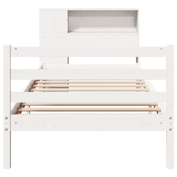 vidaXL Lit bibliothèque sans matelas blanc 100x200 cm bois pin massif