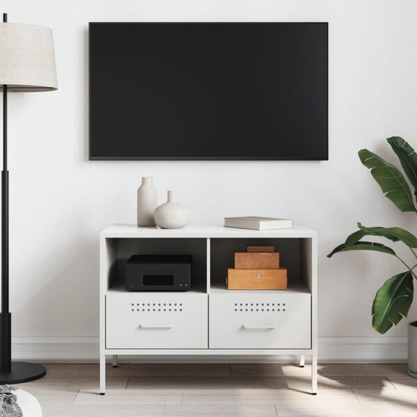 vidaXL Meuble TV blanc 68x39x50,5 cm acier