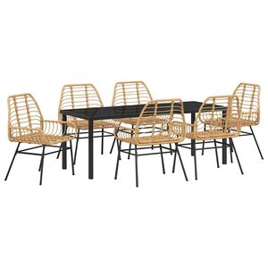 vidaXL Ensemble de salle &agrave; manger pour jardin 7 pcs Marron polyrotin