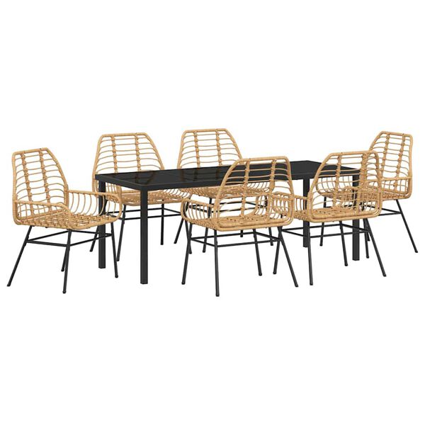 vidaXL Ensemble de salle &agrave; manger pour jardin 7 pcs Marron polyrotin