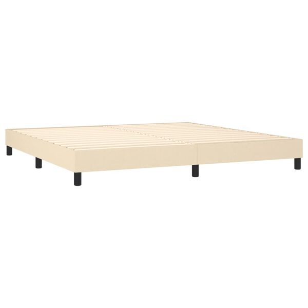 vidaXL Sommier &agrave; lattes de lit avec matelas Cr&egrave;me 200x200 cm Tissu
