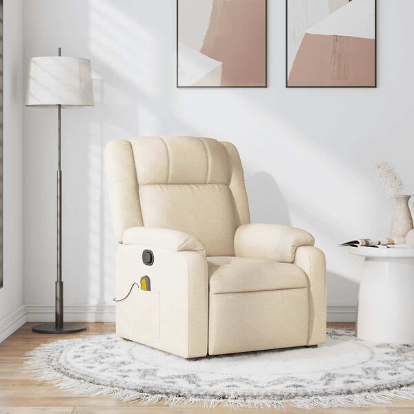 vidaXL Fauteuil de massage inclinable Cr&egrave;me Tissu