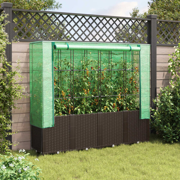 vidaXL Jardinière surélevée avec housse aspect rotin 160x40x153 cm