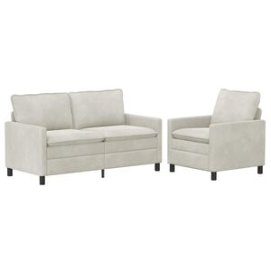 vidaXL Ensemble de Canap&eacute;s 2 pc Cr&egrave;me Velours