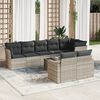 vidaXL Salon de jardin 9 pcs avec coussins gris clair r&eacute;sine tress&eacute;e