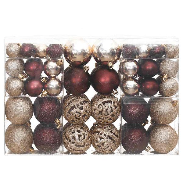 vidaXL Boules de No&euml;l 100 pcs champagne et marron 3 / 4 / 6 cm