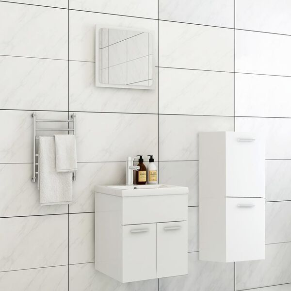 vidaXL Ensemble de meubles de salle de bain Blanc Agglom&eacute;r&eacute;