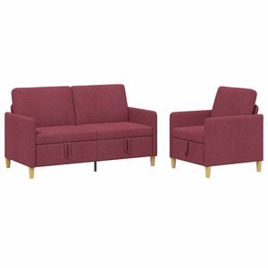 vidaXL Canap&eacute; avec rangement 2 pc Bordeaux Polyester