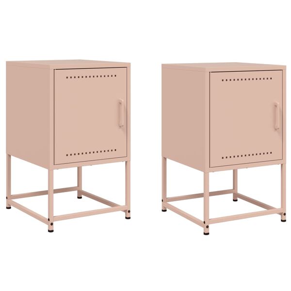 vidaXL Tables de chevet 2 pcs rose 36x39x60,5 cm acier