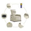 vidaXL Fauteuil de massage inclinable &eacute;lectrique cr&egrave;me similicuir