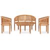 vidaXL Salon de jardin 4 pcs en forme de banane Bois de teck solide