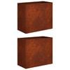 vidaXL Cache-pot de jardin 2 pc Rouill&eacute; 60 x 30 x 40 cm Acier patin&eacute;
