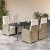 vidaXL Ensemble &agrave; manger de jardin avec coussins 5pcs Beige poly rotin