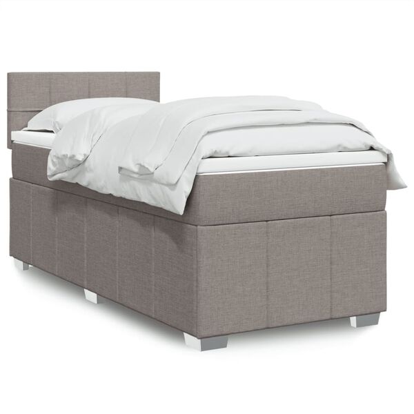 vidaXL Sommier &agrave; lattes de lit avec matelas Taupe 90x190 cm Tissu