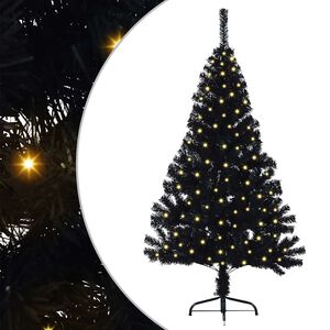 vidaXL Sapin de No&euml;l artificiel pr&eacute;-&eacute;clair&eacute; Noir 120 cm PVC