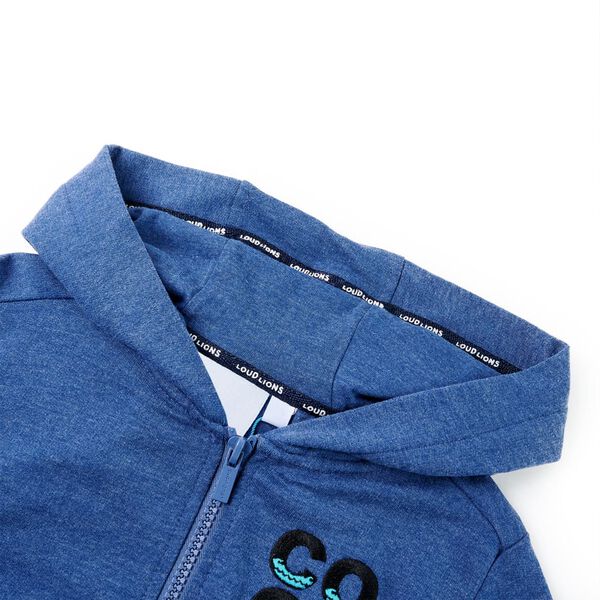 Sweat-shirt à capuche fermeture éclair enfants bleu foncé mélangé 92