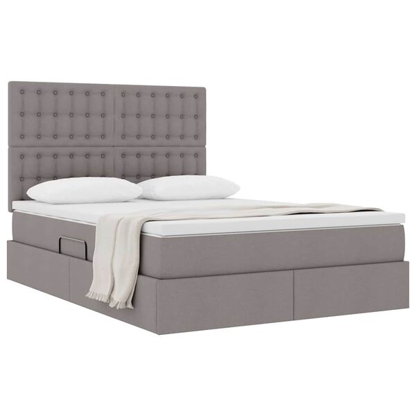 vidaXL Lit avec rangement et matelas Taupe 140 x 200 cm Polyester