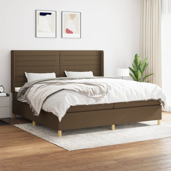 vidaXL Sommier &agrave; lattes de lit avec matelas Marron fonc&eacute; 200x200 cm