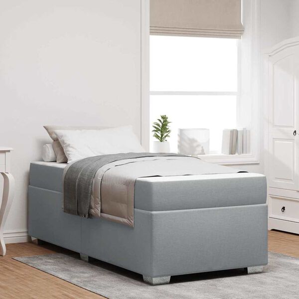 vidaXL Cadre de lit avec matelas Gris clair 90 x 190 cm tissu