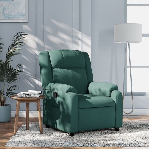 vidaXL Fauteuil inclinable vert fonc&eacute; tissu