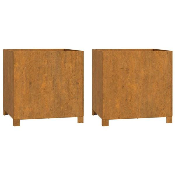 vidaXL Jardini&egrave;res avec pieds 2 pcs Rouill&eacute; 50x50x50 cm Acier corten