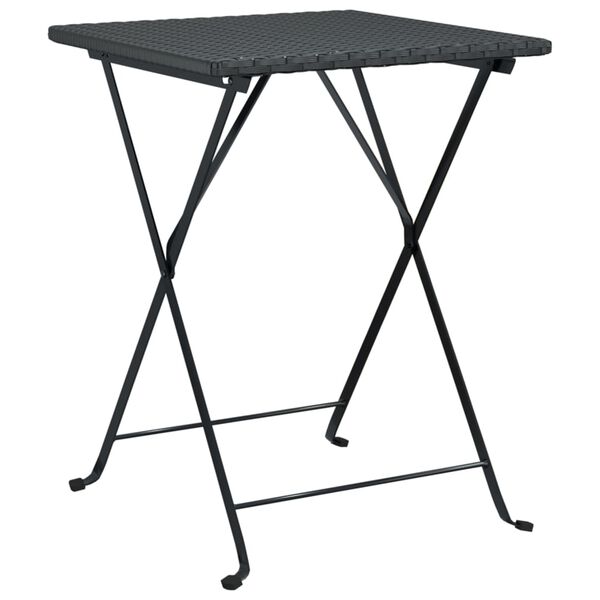 vidaXL Table de bistrot pliante Noir 55x54x71 cm Résine tressée
