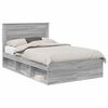 vidaXL Cadre de lit avec tiroir Gris Sonoma 135 x 190 cm Pin massif