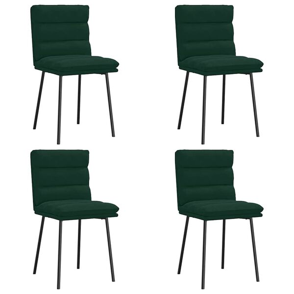 vidaXL Chaises &agrave; manger lot de 4 Vert fonc&eacute; Velours