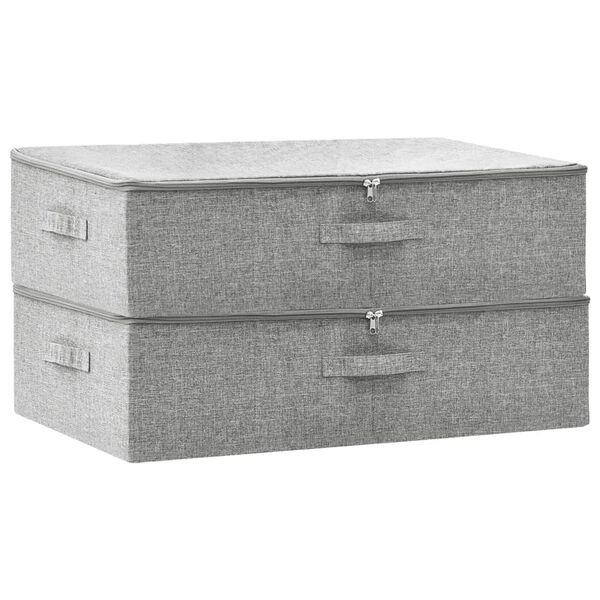 vidaXL Boîtes de rangement 2 pcs Tissu 70x40x18 cm Gris