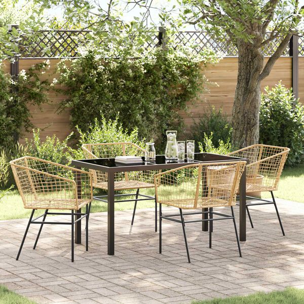 vidaXL Ensemble de salle &agrave; manger pour jardin 5 pcs Marron polyrotin