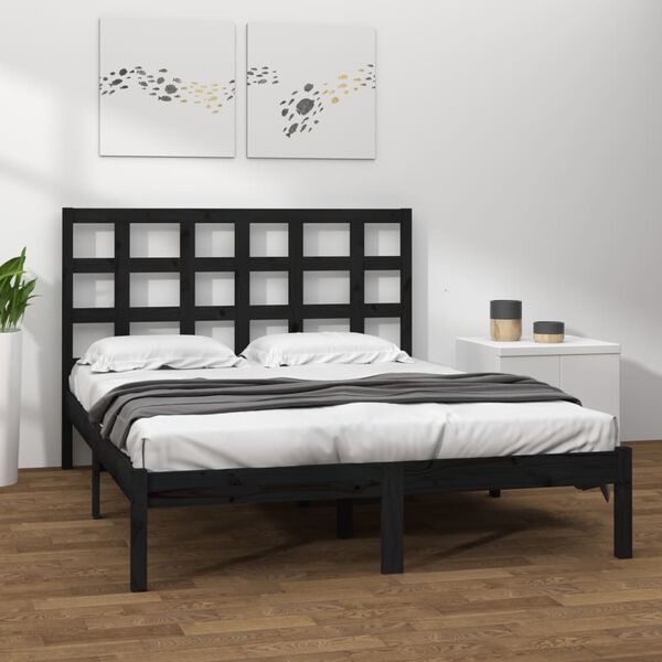 vidaXL Cadre de lit sans matelas noir 200x200 cm bois massif