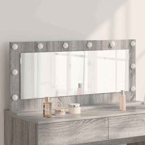 vidaXL Miroir de vanité avec miroir Gris Sonoma 100 x 45 x 18 cm