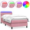 vidaXL Sommier &agrave; lattes de lit avec matelas et LED rose 80x220 cm velours